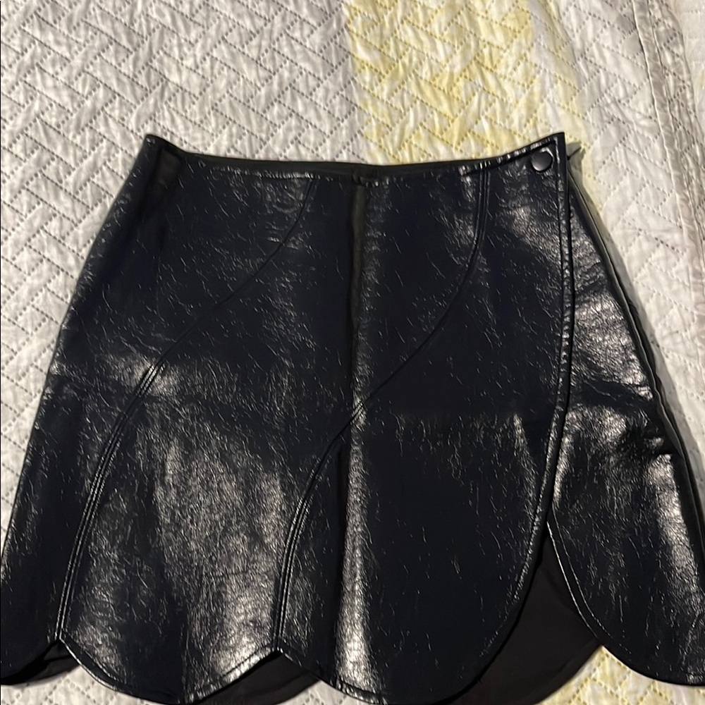 Kids Black Faux Leather Skirt